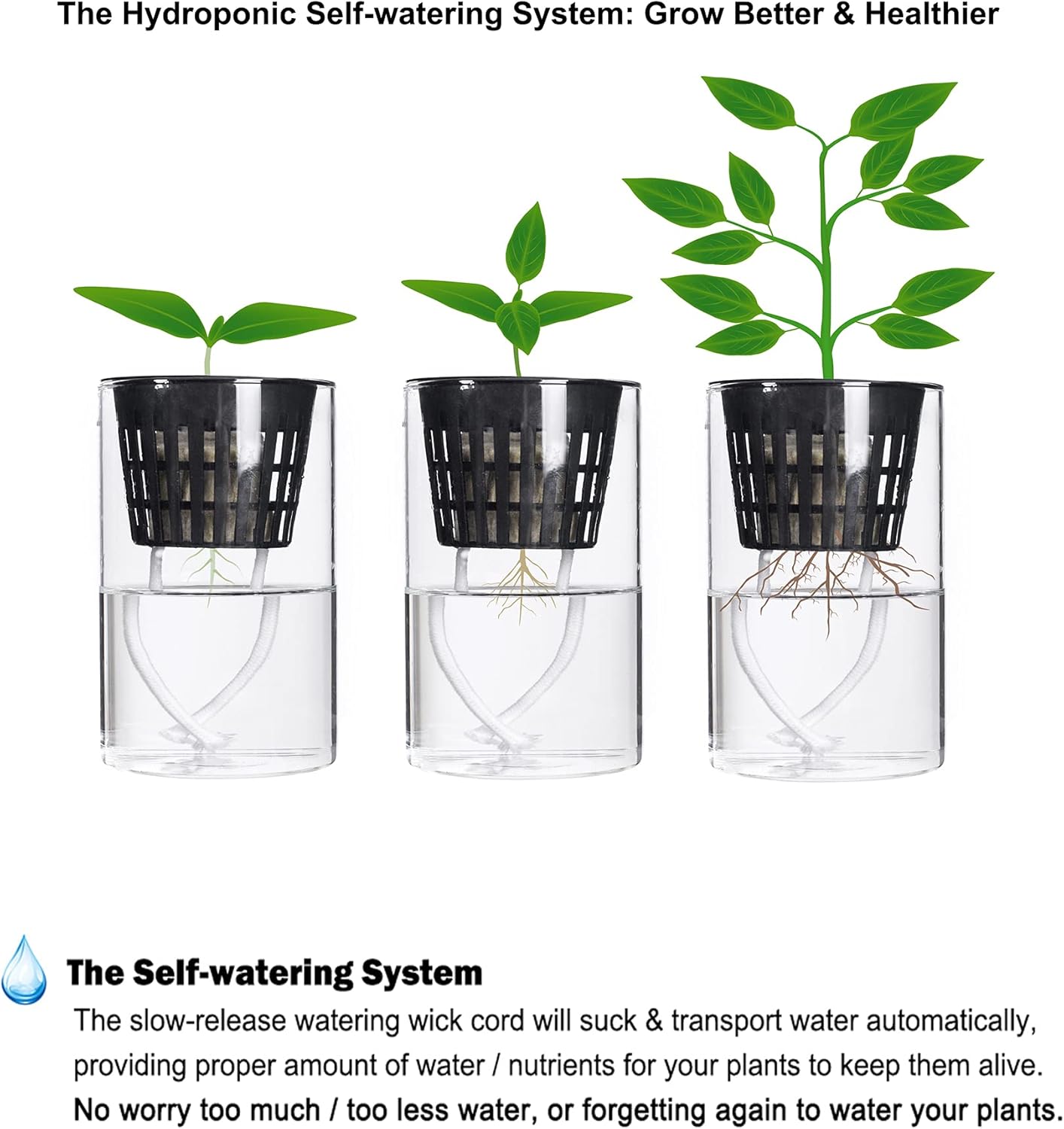 ORIMERC 40 Pack Net Pots 4 inch Net Cups Pots for Hydroponics Supplies with 60 feet Self Watering Wick for Aquaponics Buckets Insert Orchid kratky Vegetable Gardening Grow Netted Baskets Slotted Mesh