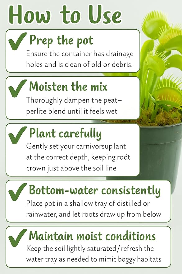 GARDENERA Sphagnum Moss Potting Mix for Carnivorous Plants, Moss and Perlite Blend for Potting Venus Fly Traps, Sarracenia, Pitcher Plants - 75% Sphagnum Moss + 25% Perlite - Made in USA - 3 Quart