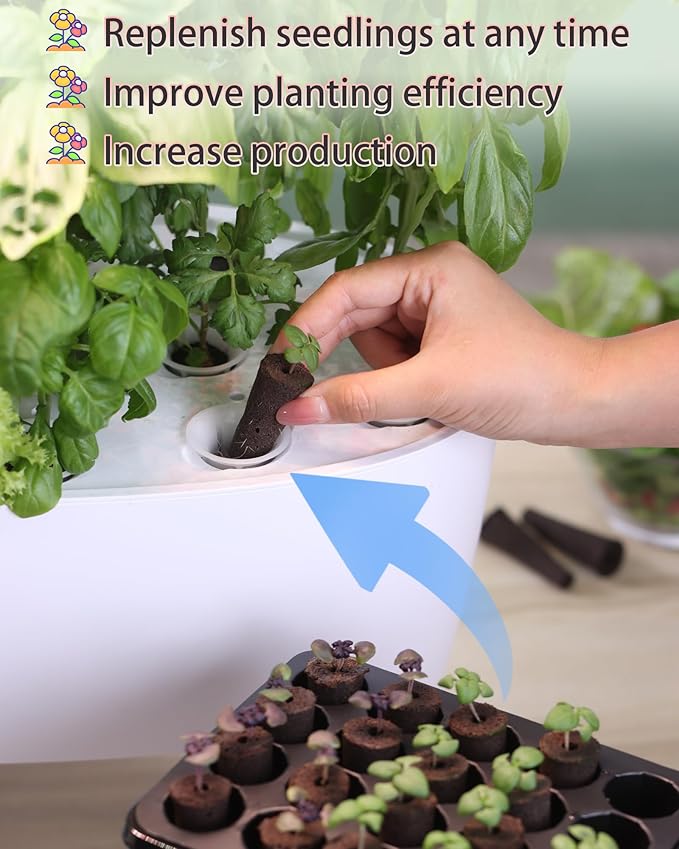 Hydroponic Growing System Kit 16 Pods, Smart Herb Garden with Sprout Mode Can Seedling in Advance & 24W Full Spectrum LED Grow Light, Indoor Garden Planter for Home/Office/School (White)