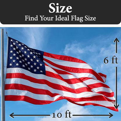 American Flags for Outside 6X10-100% MADE IN THE USA - Indestructible Heavy Duty Spun Polyester US Flag flags 6X10 outdoor-United States Flags Sewn Stripes and Embroidered Stars - FMAA Certified