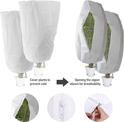 Alpurple 6 Packs Winter Zipper Plant Covers - 47" X 31.5" Warm Plant Protection Cover Bags, Frost Cloth Blanket Protecting Fruit Tree Potted Plants from Freezing Animals Eating