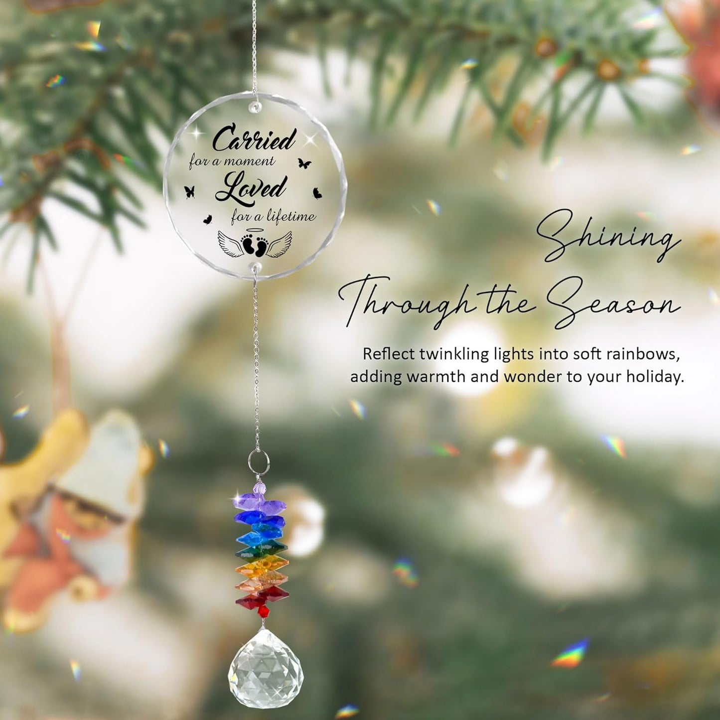 Glass Ornament Suncatcher - Infant Loss Gift - Sympathy Gift for Loss of Loved One - Memorial Ornaments - Heaven Keepsake - Daily Remembrance - Grieving Gifts for Mom, Sisters, Friends