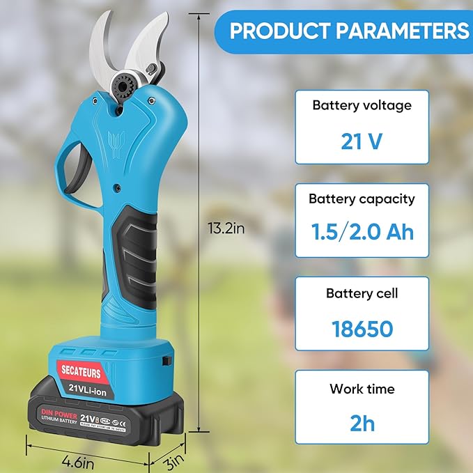 Electric Pruning Shears,1.2in(30mm) Cutting Diameter Pruning Shear for Gardening with 2Pcs 2.0Ah Rechargeable Batteries and 1 Charger, Branch Cutter for Tree Trimming