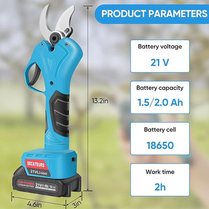 Electric Pruning Shears,1.2in(30mm) Cutting Diameter Pruning Shear for Gardening with 2Pcs 2.0Ah Rechargeable Batteries and 1 Charger, Branch Cutter for Tree Trimming