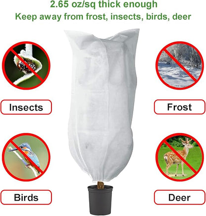 Plant Covers Freeze Protection – 35" × 50" Reusable Plant Protector Bag with Drawstring and Zipper for Plants Trees Shrub, Frost Jacket Warm Blanket for Freeze Frost Protection Season Extension