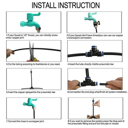 Atomizing kit,82FT 360 Degree Adjustable Copper Sprayer atomizing System,9/12mm(ID/OD) trubing Watering Plant Devices Nozzle Emitters Sprinkler Pneumatic Fittings Connection. (15)