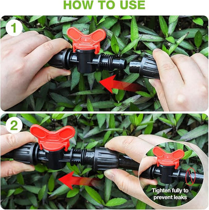 Bonviee 6 Packs 1/2” Drip Irrigation Shut Off Valve, in-Line Barbed Locking Valve for 1/2 Inch Tubing, Water Flow Control for Garden, Greenhouse, Raised Bed Systems