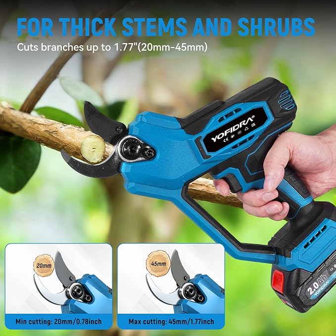 Electric Pruning Shears, 45mm 1.8" Cutting Diameter Cordless Pruning Shears with LED Display & SK5 Blade, Brushless Motor Electric Pruner Garden Tool for Garden Tree Branch (No Battery)