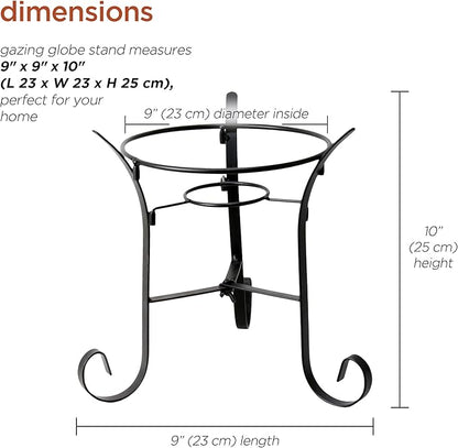 Alpine Corporation 10 Inch Tall Metal Stand fits one 8 Inch or 10 Inch Gazing Globe, Black