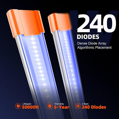 Spider Farmer 2025 Upgraded UV60 & IR30 LED Grow Light, 365-370nm UV & 730-745nm IR Supplemental Light for Indoor Plants, 2x4, 5x5 Grow Tents, 35.4" Long Bars Set