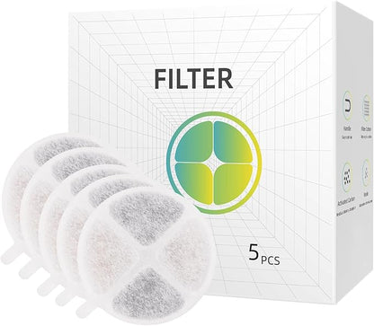 Cat Water Fountain Filters, 5 Pcs Replacement Filter for 1.8L/62oz Pet Water Fountain (5 Pack Filters)