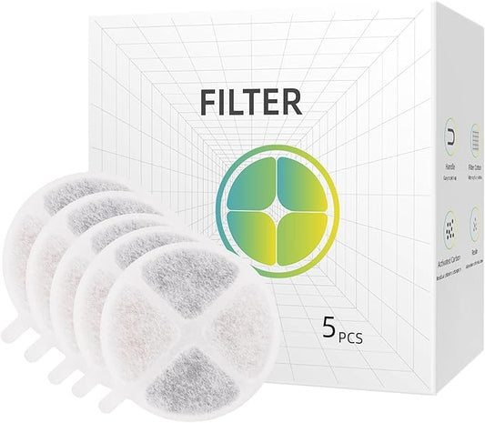 Cat Water Fountain Filters, 5 Pcs Replacement Filter for 1.8L/62oz Pet Water Fountain (5 Pack Filters)