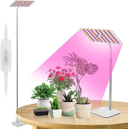 BESTVA 18W Grow Lights for Indoor Plants with Stand, Full Spectrum LED Plant Light for Indoor Plants,12-59 Inches Height Adjustable Growing Lamp with Auto On/Off Timer 4H/8H/12H, 4 Dimmable Brightnes