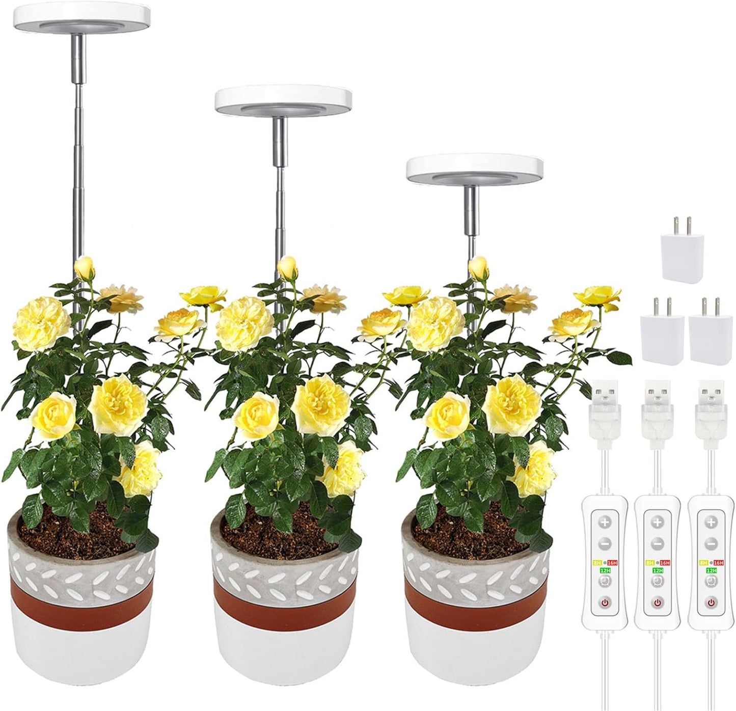 yadoker Plant Grow Light, LED Growing Light Full Spectrum for Indoor Plants,Height Adjustable, Automatic Timer, 5V Low Safe Voltage,Idea for Small Plant Light