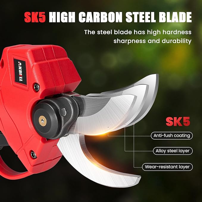 Upgraded Electric Pruning Shears, 1.6" Cutting Diameter Cordless Powered Pruner with LCD Display, 500W Powerful Brushless Motor, 2×21V 2000mAh Batteries Electric Pruner for Tree Trimming Garden