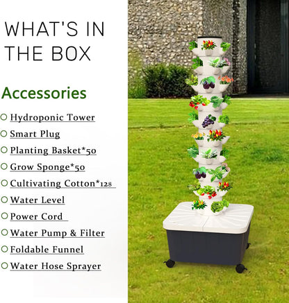 Sjzx Hydroponic Growing System(No Seedlings Included) | 50-Pod Hydroponic System | Outdoor Indoor Vertical Garden | Home Gardening System for Indoor Herbs and Vegetables | BPA-Free