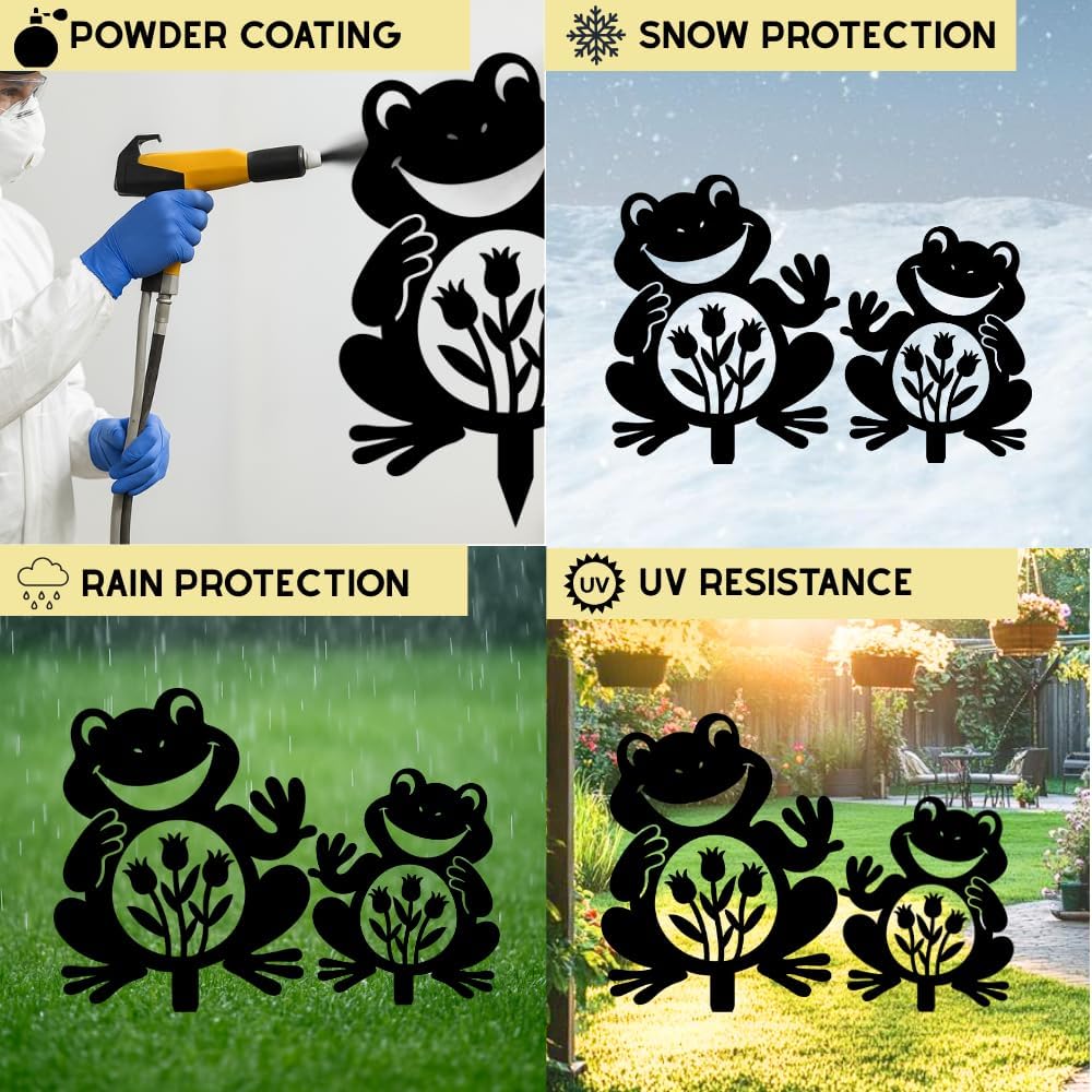 Personalized Frog Metal Garden Markers, Custom Frogs Gardening Stakes, Decorative Outdoor Yard Sign, Art Decor Gifts for Animal Lovers, Grandmother, Grandfather, Mom, Dad