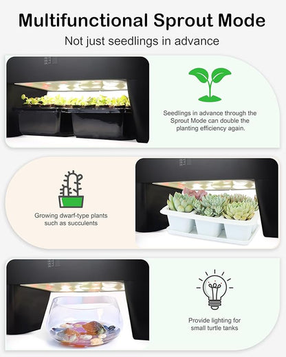 Hydroponic Growing System Kit 16 Pods, Smart Herb Garden with Sprout Mode Can Seedling in Advance & 24W Full Spectrum LED Grow Light, Indoor Garden Planter for Home/Office/School (Black)