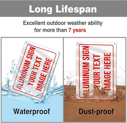 Generic Bulk Custom Aluminum Sign, Customized Personalized Metal Signs Add Text Logo Image For Garden Office Business Farm Home Bar Indoor Outdoor 6"x8", White