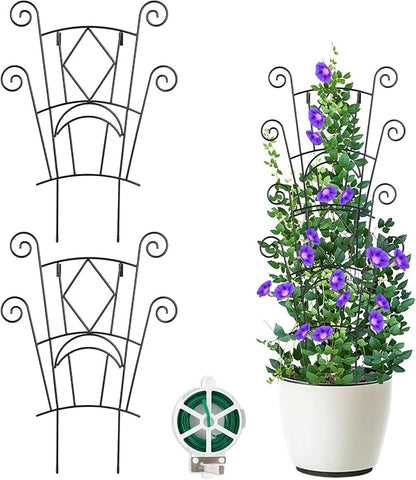 Stackable Plant Support Stakes, 2 Pack Metal Twig Plants Trellis for Indoor and Outdoor Use, Garden Accessories for House Potted Flower Monstera Trumpets 15.35 inch