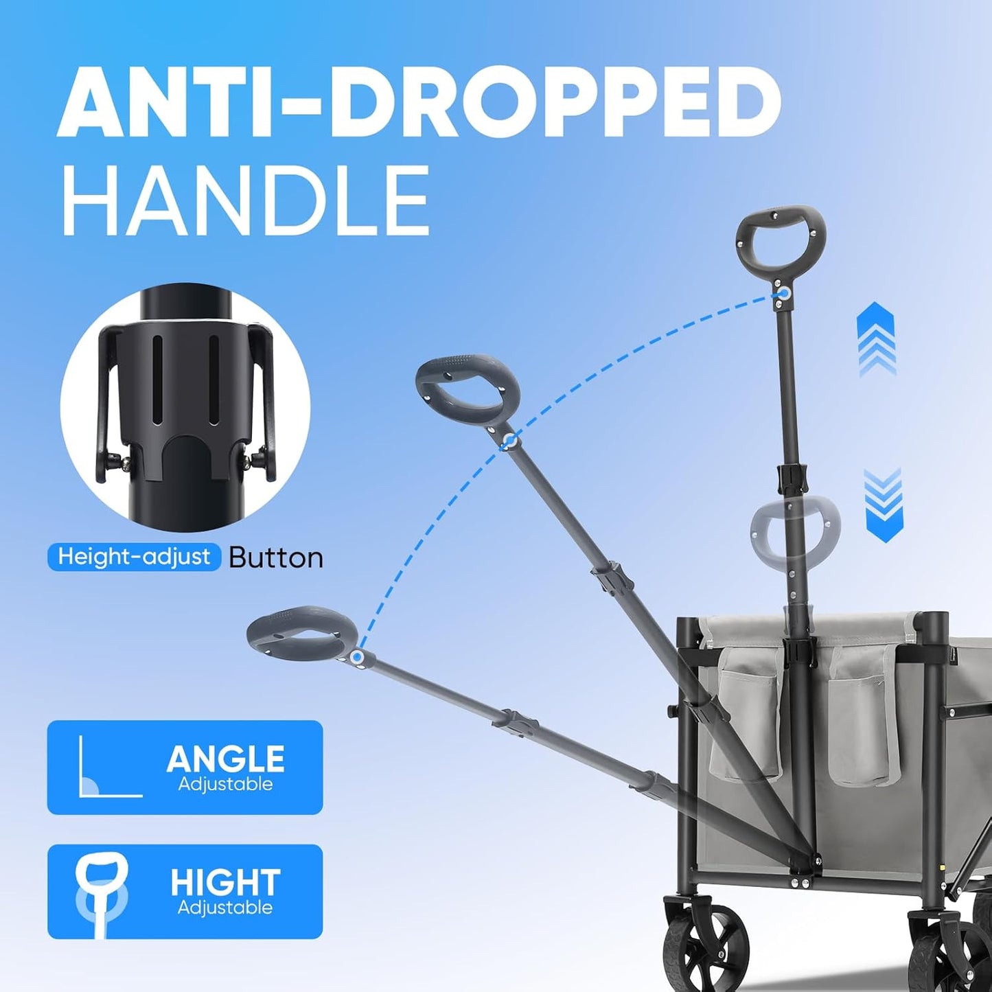 Sekey Heavy Duty Wagon with Big Wheels, Foldable Cart with 220LBS Capacity, Utility Lightweight Wagon, Collapsible Grocery Shopping Cart for Camping Sports & Holiday. Gray