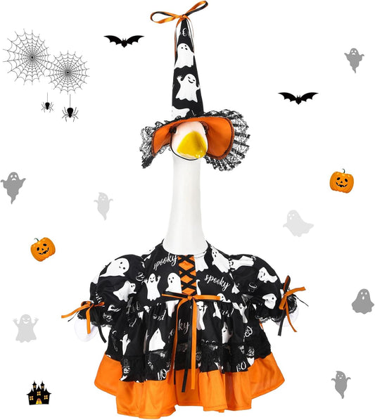 Suzile Halloween Goose Outfit Clothes for 23 Inch High Cement or Plastic Geese Ghost Lawn Porch Goose Clothes Halloween Costume