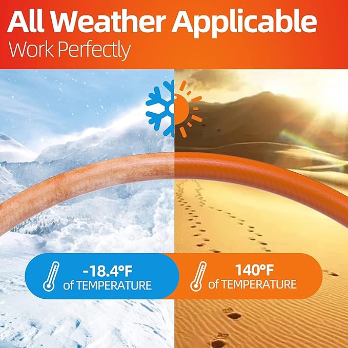 SPECILITE Garden Water Hose 50 ft x 3/4 in Heavy Duty, Flexible and Lightweight, Burst 600 psi, Kink-less Hybrid Rubber Pipe for Backyard, 3/4'' Brass Fittings, Orange