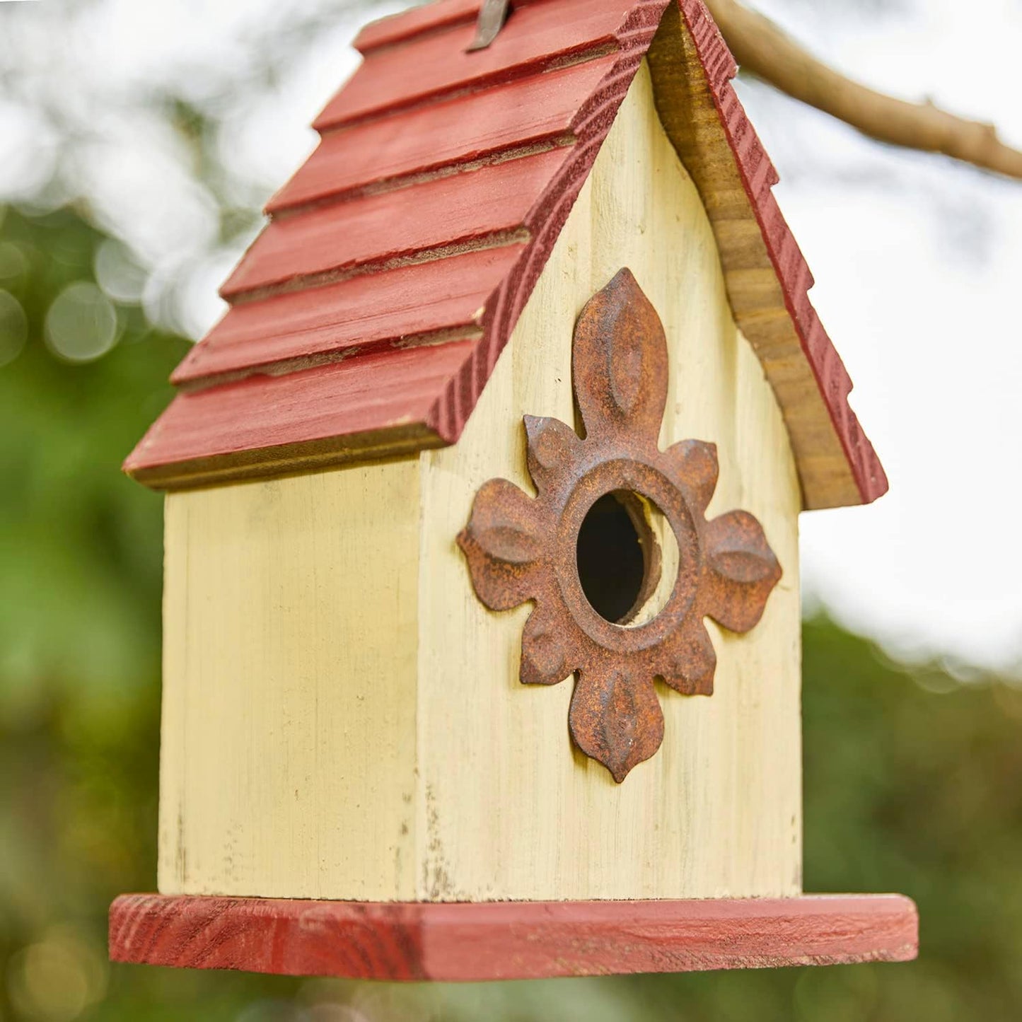 Glitzhome 9" H Wooden Bird House Hanging Garden Birdhouse for Outside