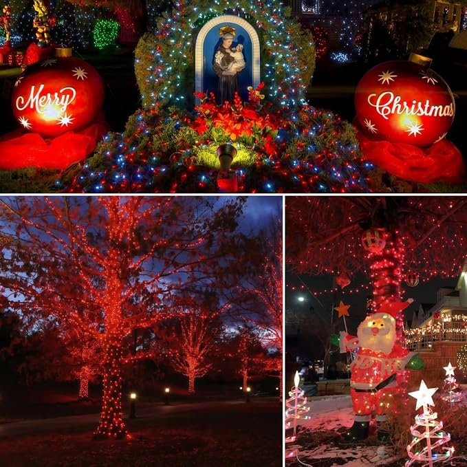 2 Pack Red Christmas String Lights, 100 Count Each, Incandescent Mini Christmas Lights, Connectable Xmas Tree Light for Indoor Outdoor Garland Birthday Holiday Wedding Festival Party