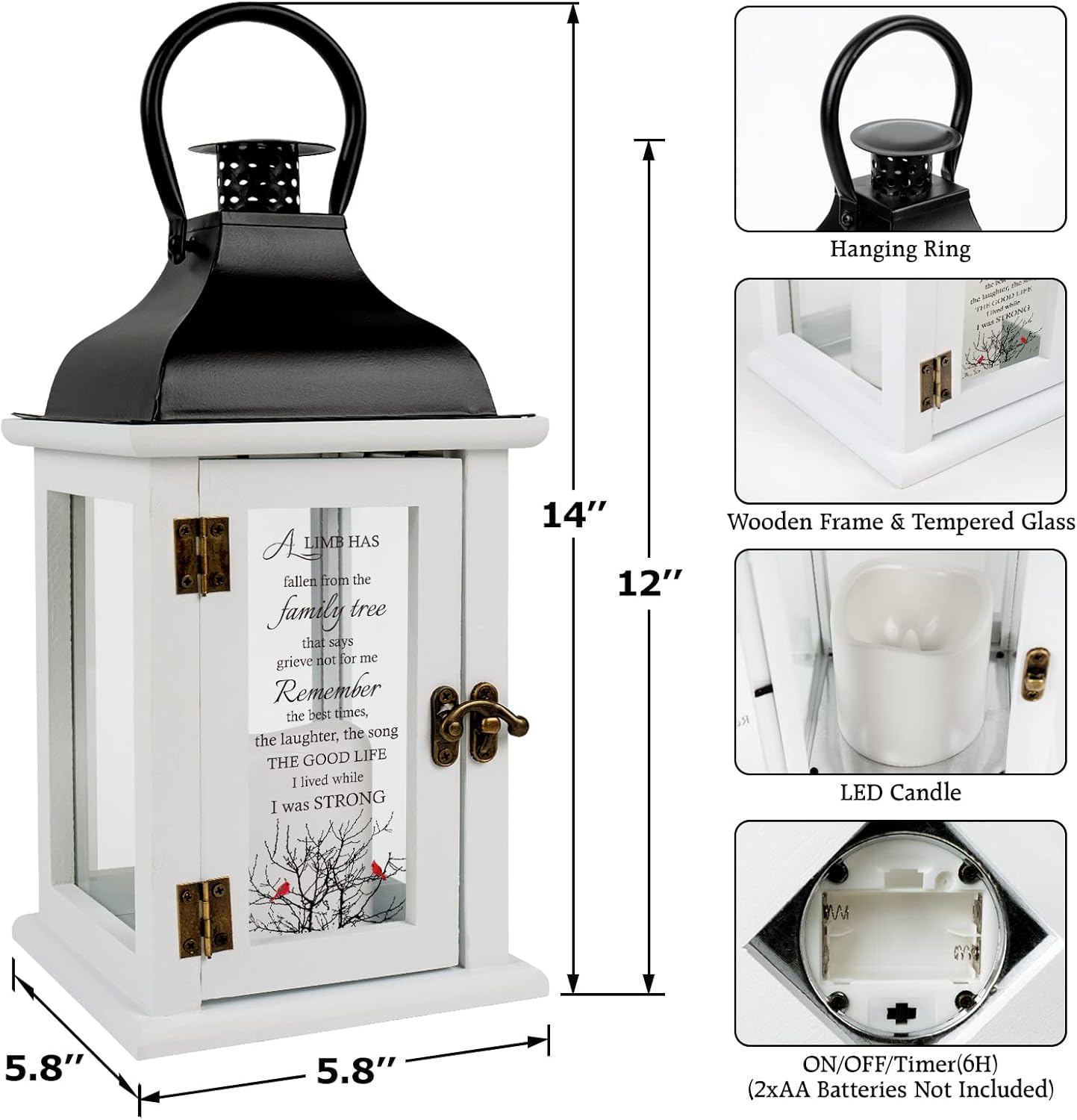 Memorial Lantern - Bereavement Sympathy Gifts for Loss of Loved One Memorial Gifts for Loss of Mother Loss of Father Remembrance Gifts Thoughtful Funeral Gifts for Loss of Loved One