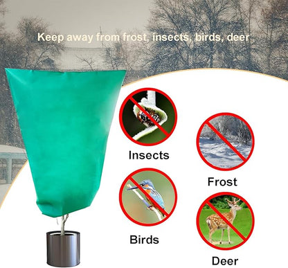 Plant Covers Freeze Protection – 35" × 50" Reusable Plant Protector Bag with Drawstring and Zipper for Plants Trees Shrub, Frost Jacket Warm Blanket for Freeze Frost Protection Season Extension