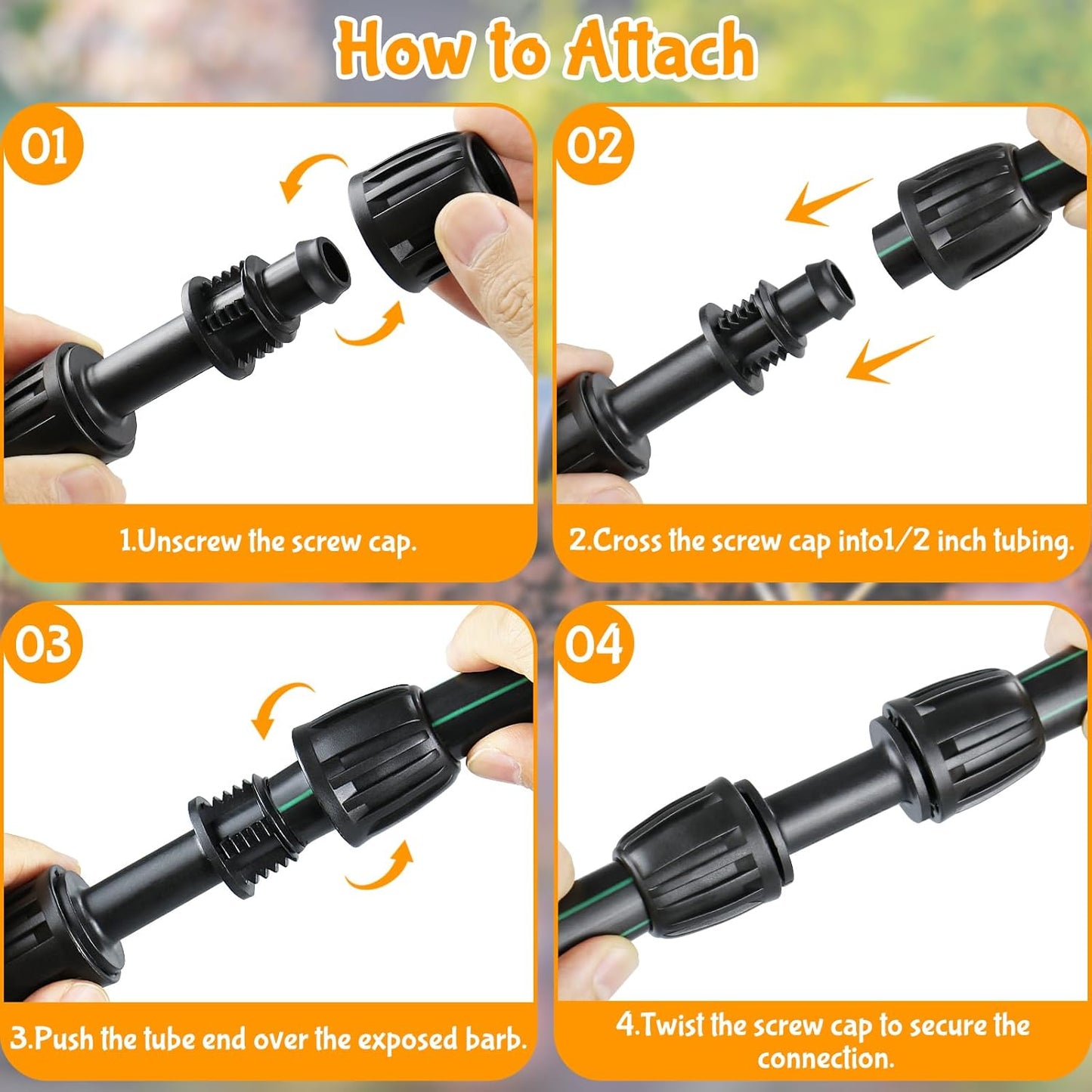 Drip Irrigation Fittings for 1/2 Inch Drip Tubing (1/2" ID x 0.65" OD)：1/2'' Drip Line Couplings Anti-drop Locked Nut Barbed Straight Coupling Connectors for Garden Irrigation System (10 Pack)