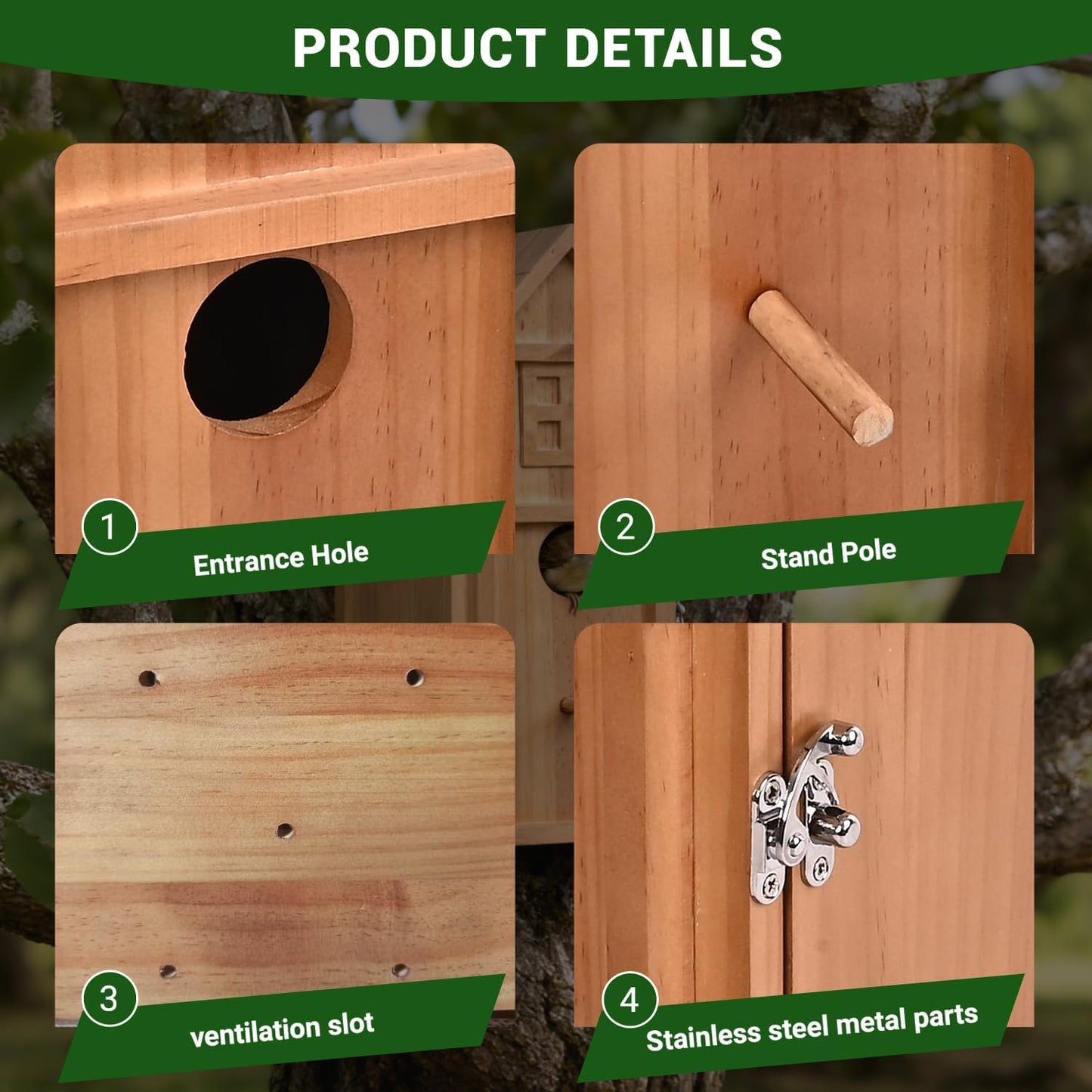 Smart Bird House with Camera Solar Powered, 2K HD Live View Birdhouse Camera with Nest Auto Capture Photo & Video, 2.4G WiFi & App Notify, for Viewing Bird Nesting and Hatching