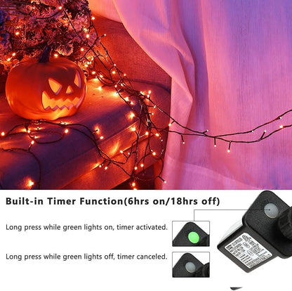 Brizled Orange Lights, 78.74ft 240 LED Halloween Lights Connectable with Timer, 8 Modes Outdoor Halloween Lights String Waterproof Plugin Orange Light String for Outside Indoor Spooky Party Decor