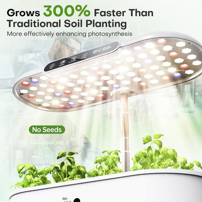 Ahopegarden Hydroponics Growing System with 12 Pods, Indoor Garden Kit with LED Grow Light & LCD Temp Humidity Display, Smart Quiet Pump Planter for Herbs, Lettuce, Vegetables, Kitchen Garden Use