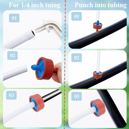 20 Pack Automatic Irrigation Dripper Stake Assembly,0.5 GPH Irrigation Dripper Emitters for 1-Way 25.6 inch Irrigation tubing,Drip Emitters Bend Arrow Sprinklers for Garden Pots Irrigation Systems