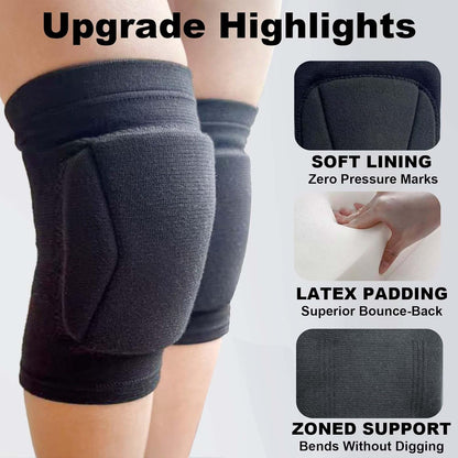 Soft Knee Pads for Volleyball Basketall Football Men, Anti-slip Knee Protector with Thick Padded Foam Pad for Cycling Climbing Hiking Wrestling Skating Women, Breathable Knee Sleeve for Adult, Black L (1 Pair)