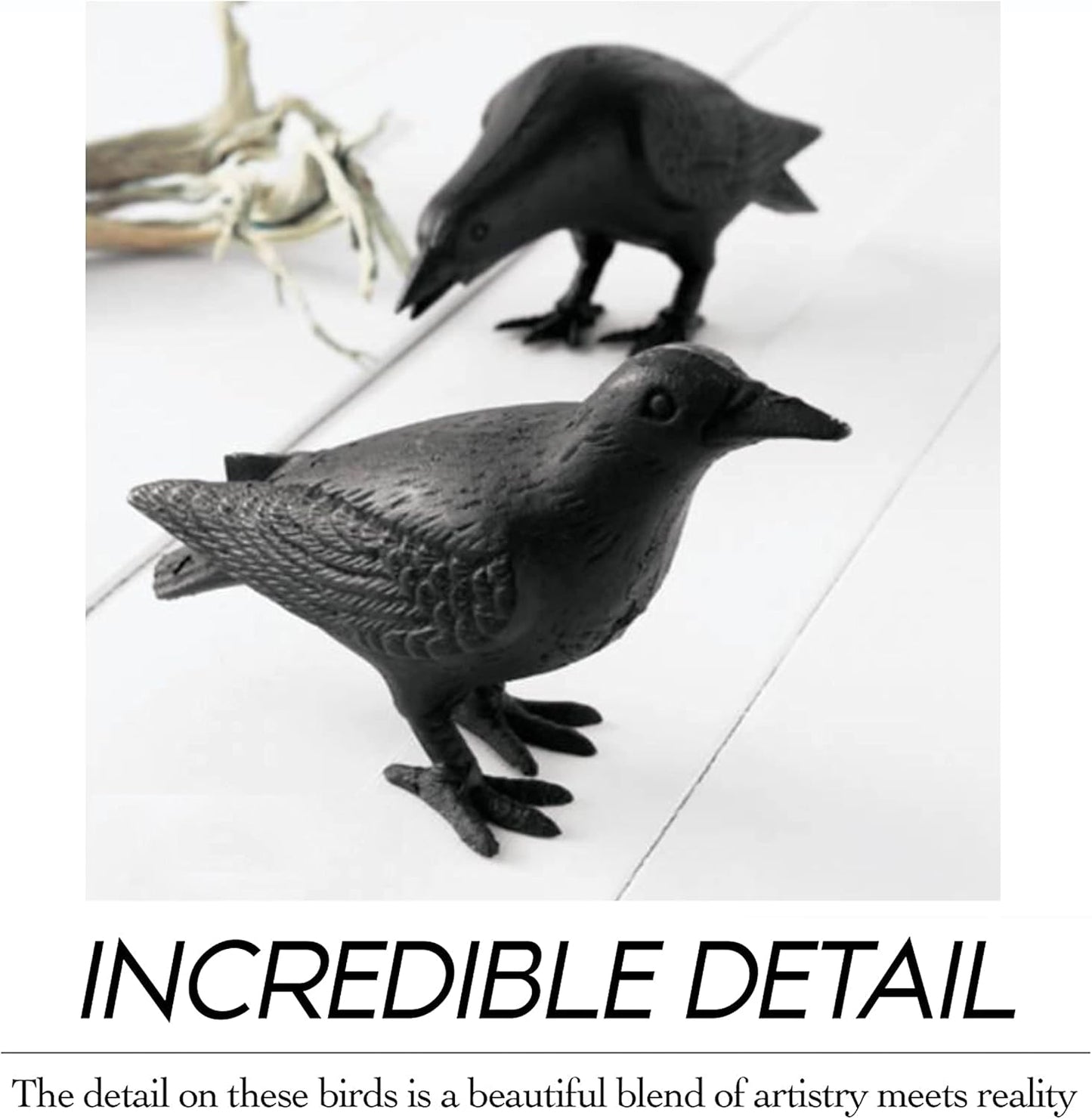 NACH Cast Iron Crow Statue, Head Down Raven, Large Garden Statues, Crow Garden Sculpture, Bird Figurines Home Decor, Crow Decor, Raven Decor, Black Bird Statue, 10 x 3.5 x 6 inches, JS-90-7117