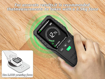 Pinless Moisture Meter for Wood, Floor, Concrete – Digital Moisture Tester with 3-Color LCD Display, Audible Alarm & HOLD Function – Ideal for Firewood, Lumber, Home Inspections (Red_green)