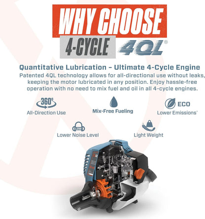 SENIX High Wheel Gas Walk Behind Brush Cutter and String Trimmer, 22-Inch Swatch with .155-Inch Line, 160 cc 4-Cycle Engine, Steel Deck, 14" Rubber Wheels, Adjustable Height (STMG-L)