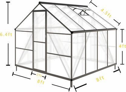 8x8 FT Greenhouse for Outdoors,Green House for Outside,Dark Gray