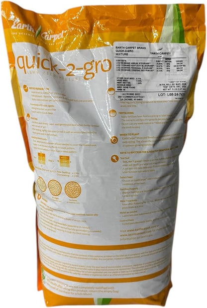 Quick-2-Gro,La Crosse Seed, Medium to Course Texture Turfgrass, Lush Lawn, 5 lbs