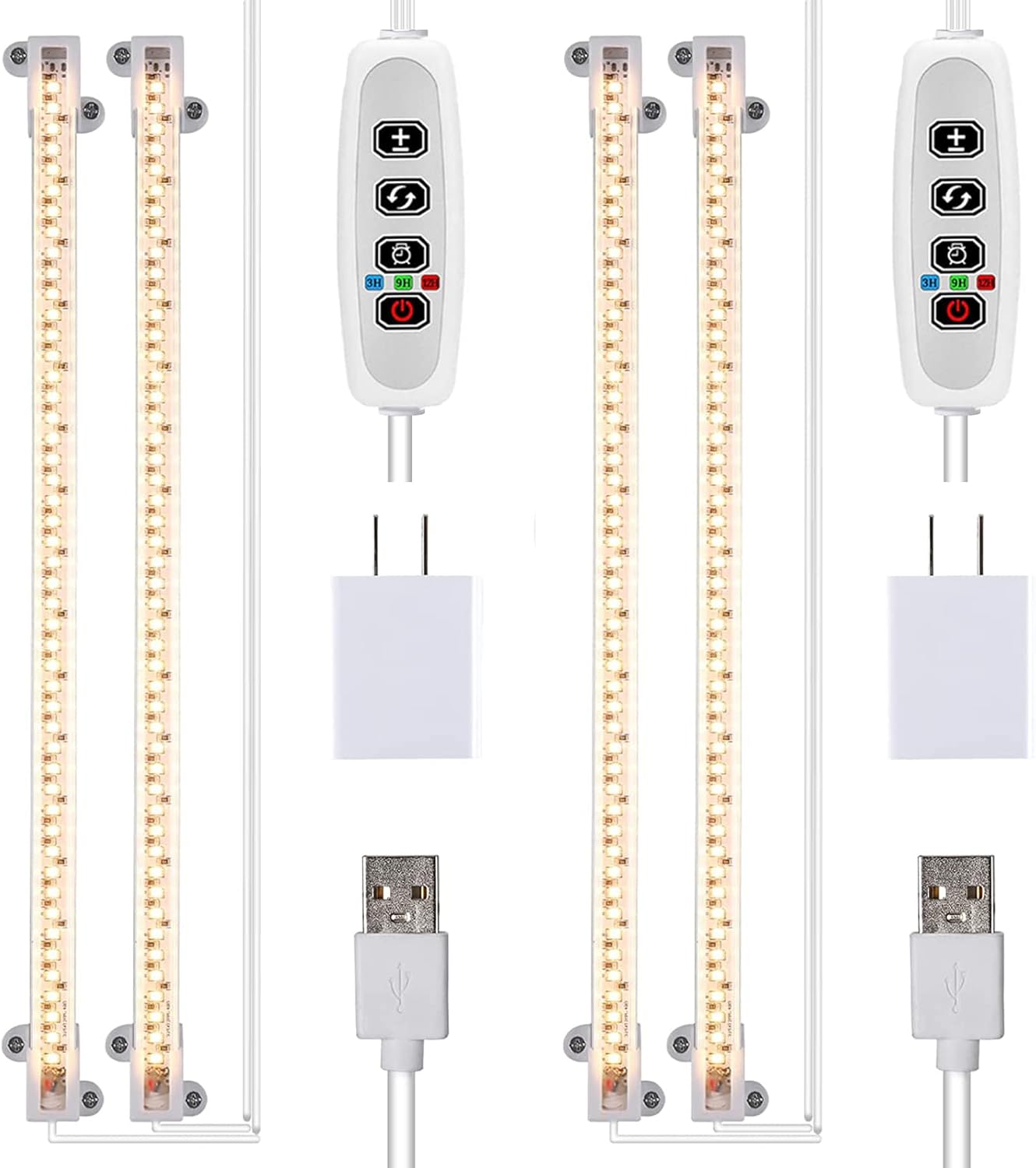 Plant Lights for Indoor Plants, Full Spectrum Growing Lamps for Indoor Plants, Auto On & Off Timer, 10 Dimmable Levels Grow Light Strip for Hydroponic Succulent Seedling (2 Strips x 2pcs)