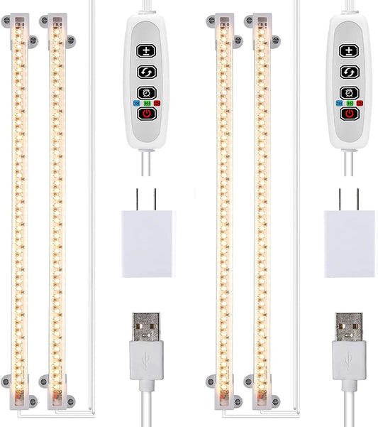 Plant Lights for Indoor Plants, Full Spectrum Growing Lamps for Indoor Plants, Auto On & Off Timer, 10 Dimmable Levels Grow Light Strip for Hydroponic Succulent Seedling (2 Strips x 2pcs)