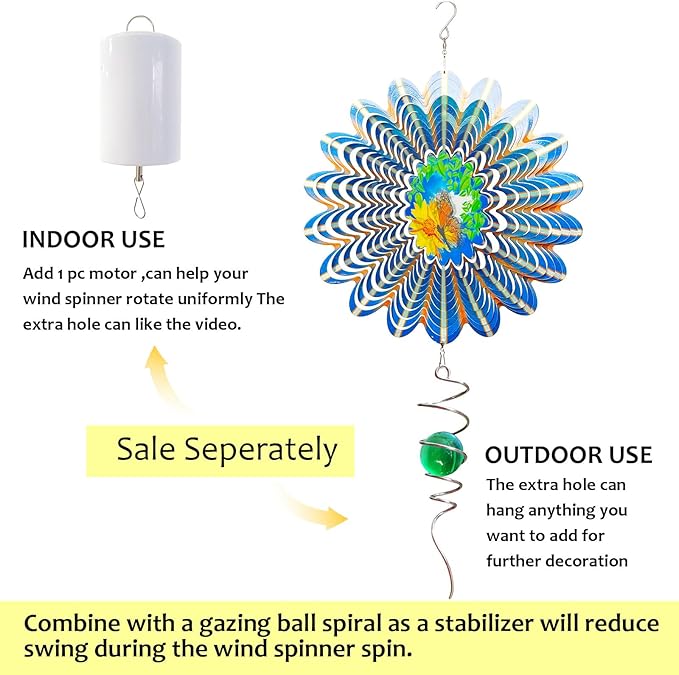 Animated Butterfly Wind Spinner | Stainless Steel Kinetic Wind Spinners 3D Hanging Sculpture, Outdoor Garden Decoration, Gift for Women/Mom/Wife/Grandma &Holiday