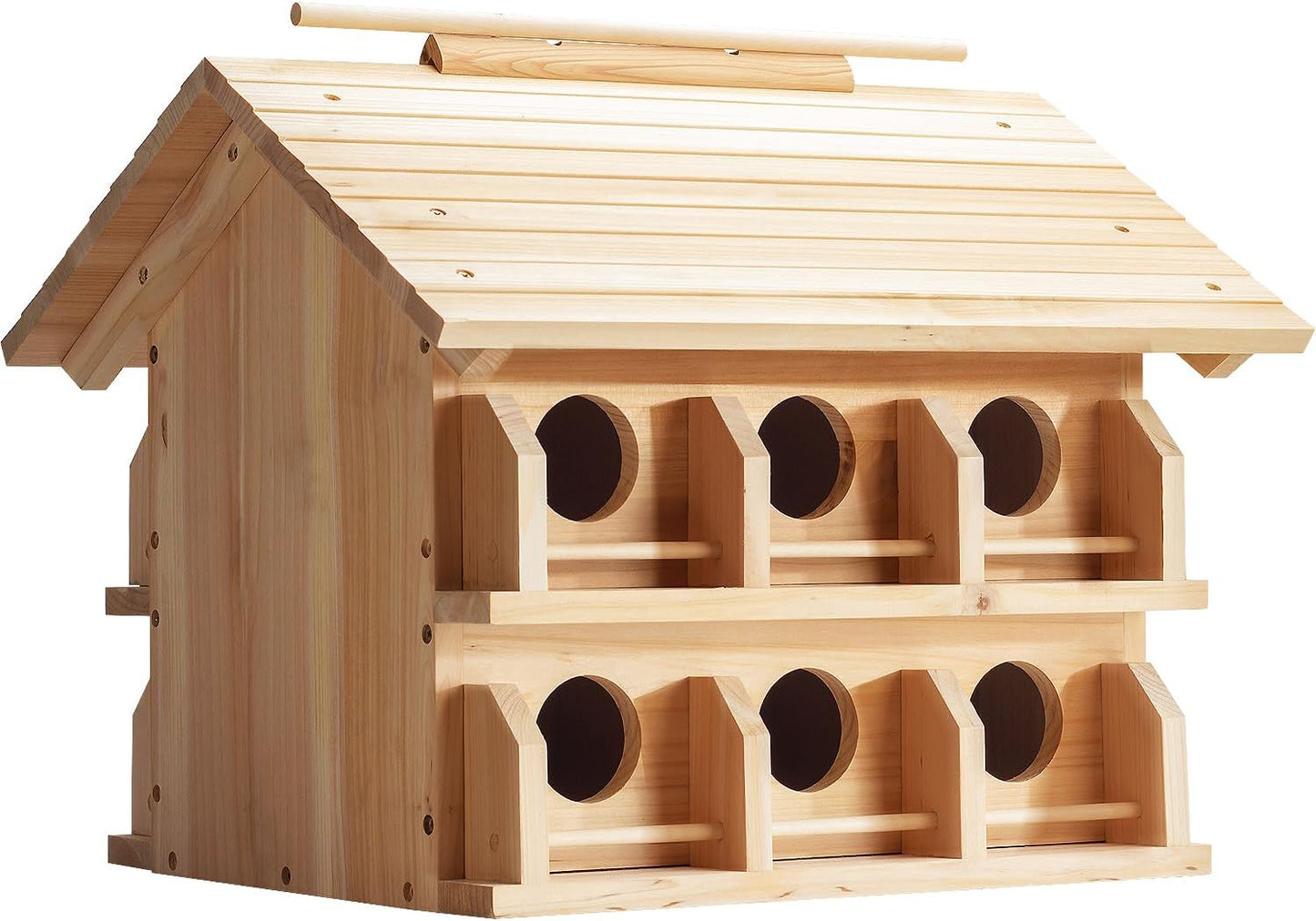 Martin Birdhouse for Outside with 12 Rooms for Outside,Solid Cedar Wood Bird House for Garden, Pole Mountable Birdhouse, Metal Braket Included, Assembling Needed