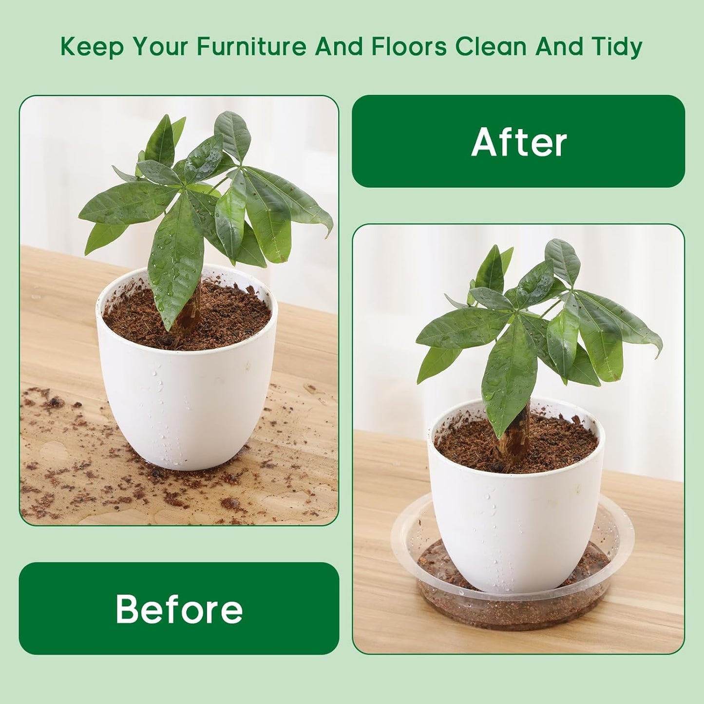 JERIA 12 Inch 20 Pack Clear Plant Saucers,Plastic Flower Pot Trays,Round Durable Plant Drip Trays for Indoor and Outdoor