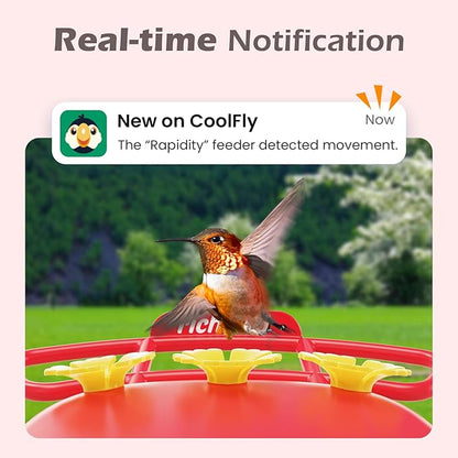 Smart Hummingbird Feeder with Camera Solar Powered, AI Identify, Instant Notification, Leakproof & Ant Moat Bird Feeder with Camera, Hummingbird Feeders for Outdoors, Gift for Bird Lovers (20 oz)