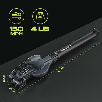 Battery Leaf Blower 550 CFM 240 MPH, Electric Leaf Blower Cordless with 2X 6000mAh Battery, Lightweight, High Power, Portability, Lawn Blower for Gardeners of All Abilities