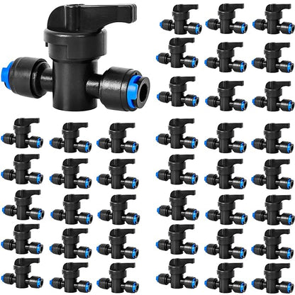 40 Pack 1/4" Drip Irrigation Shut Off Valve, Quick Connect Universal Drip Irrigation Tubing Coupling Valve, Connector Locking Fitting for Sprinkler or Drip Irrigation System